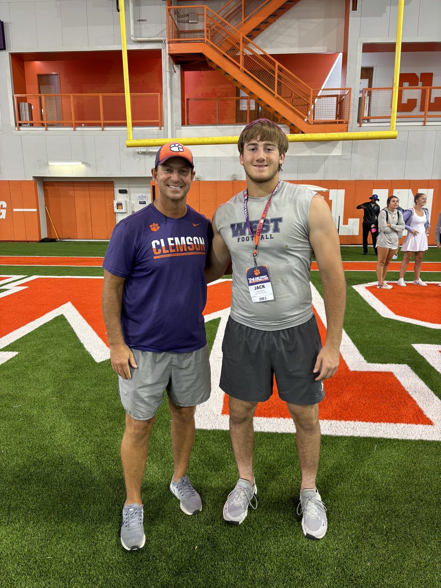 Had a great time yesterday competing at the <a href="/ClemsonFB/">Clemson Football</a> camp. Learned a lot, and went undefeated in my 1-on-1’s.