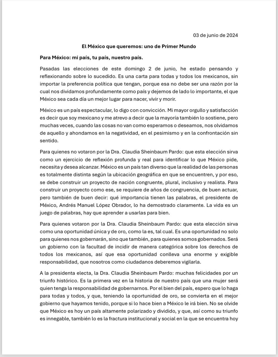 jpablo_jacobo's tweet photo. Carta a México: es momento de tomar acción, depende de nosotros. 

#MexicodePrimerMundo https://t.co/DctDyyiA00