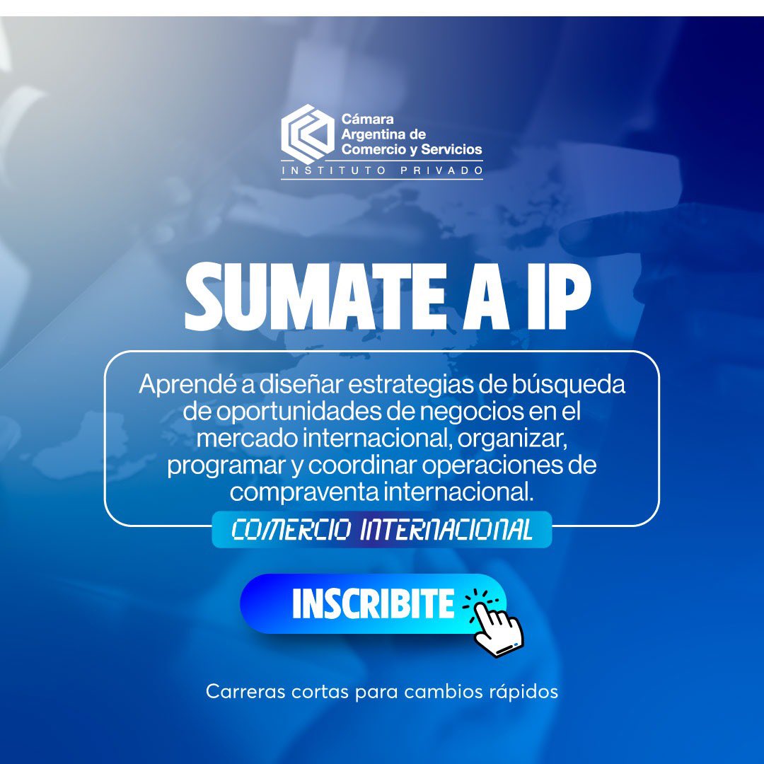 InstitutoCAC's tweet photo. ¡No pierdas el año y #ArrancaEnAgosto la carrera de Comercio Internacional!

¿Tenés dudas? ¡Whatsappeanos o entrá en https://t.co/Y9Ya4Y7Dtn!

👉Inscribite ahora acá https://t.co/Y9Ya4Y7Dtn y asegurá tu lugar.

#SomosIP https://t.co/ejWYghy2cQ
