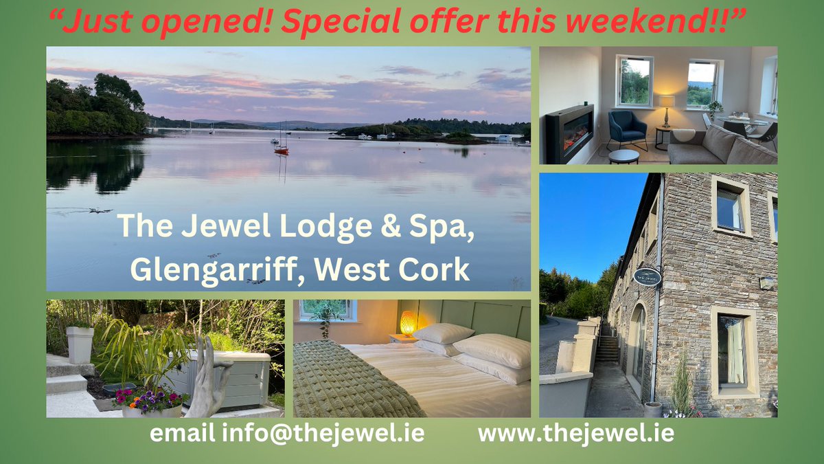 We have just opened our new Lodge &amp; Riverside spa in Glengarriff West Cork ✨ If you are looking for somewhere special to relax &amp; unwind, this for you. Email us re availability &amp; get amazing discounts until June 22nd - as our Opening gift to you. 🎁 #WeekendBreak #Glengarriff🥰