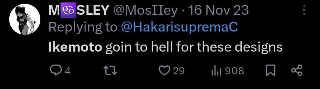 Same guy who thinks Ikemoto should go to hell for drawing a design he doesn’t like btw 👍. You genuinely can’t make this shit up.