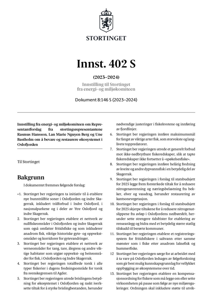 Vi vet hva vi må gjøre for å redde Oslofjorden. Vi i MDG har tatt forskernes anbefalinger til Stortinget. Avstemningen er torsdag neste uke. Ap, H, FrP og Sp har flertall og har varslet at de stemmer mot ALLE forslagene. Det er trist for fjorden.