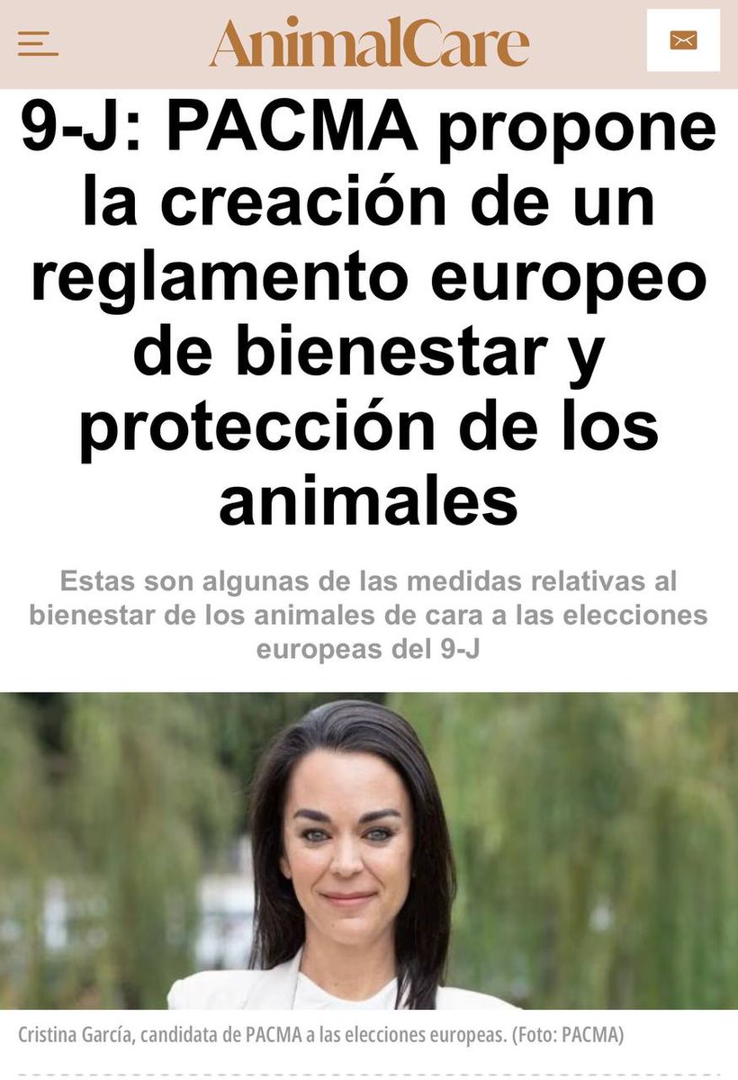 PacmaCanarias's tweet photo. Avancemos hacia un reglamento europeo de Bienestar Animal.

Es lo que propone @crisgarsalazar, candidata al Parlamento Europeo🇪🇺 de PACMA.

Por los animales, este domingo 9 de junio, #VotaPACMA. https://t.co/Djagryi2Q7