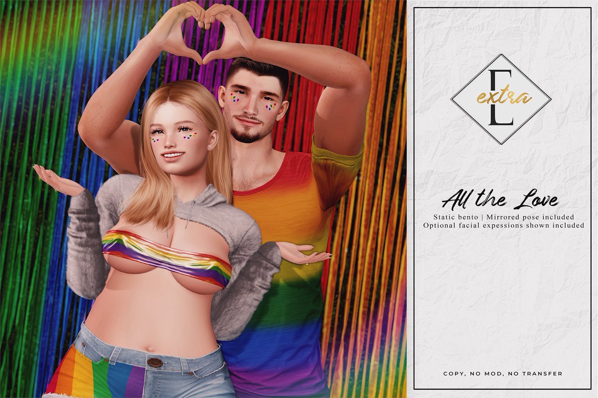 ExtraSL's tweet image. 𝗝𝘂𝗻𝗲 𝗚𝗿𝗼𝘂𝗽 𝗚𝗶𝗳𝘁!

Happy June! Get out there and celebrate all things pride this month with a fun little gift from me to you! Head over to the general mainstore to claim yours! Don't forget to wear your tag to get your L$ refunded! 

maps.secondlife.com/secondlife/Cro…