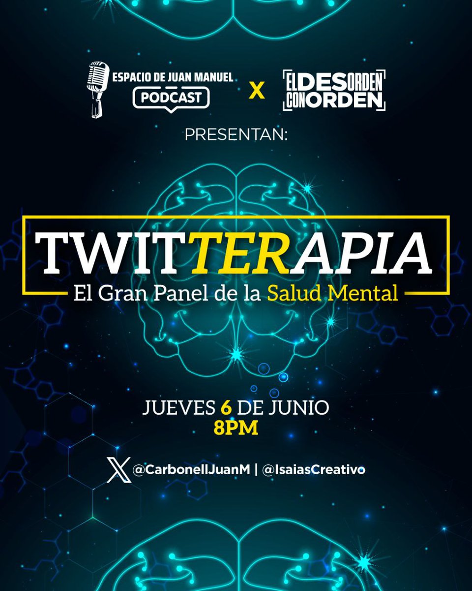 Carbonelljuan's tweet photo. ⚠️ Reglas de Participación ⚠️

En este Panel #Twitterapia sobre Salud mental 🧠🇩🇴🎙️

Un Espacio Histórico y la Unión de @IsaiasCreativo y @carbonelljuan   

¡Te esperamos! https://t.co/dUrFyIg4Lp