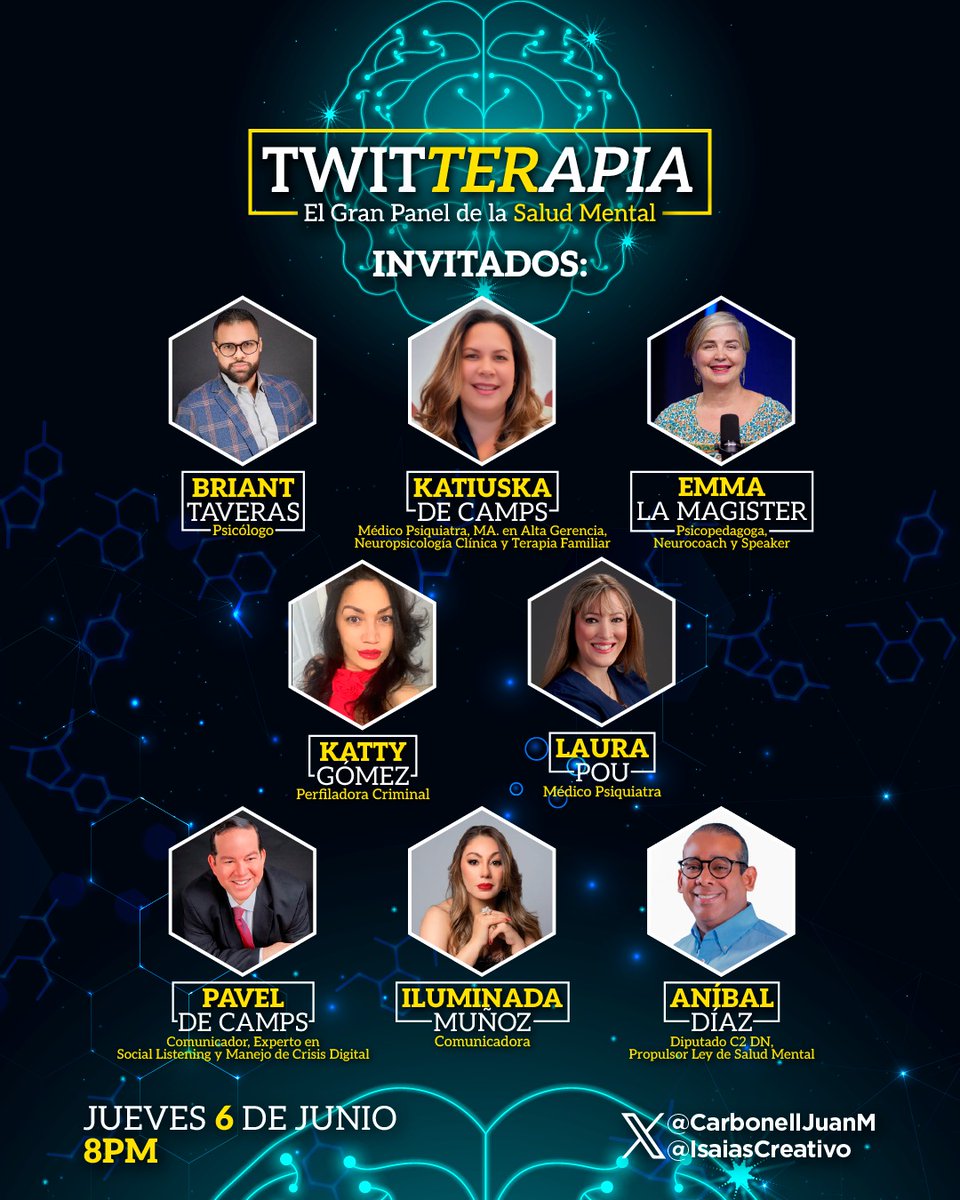 Carbonelljuan's tweet photo. ⚠️ Reglas de Participación ⚠️

En este Panel #Twitterapia sobre Salud mental 🧠🇩🇴🎙️

Un Espacio Histórico y la Unión de @IsaiasCreativo y @carbonelljuan   

¡Te esperamos! https://t.co/dUrFyIg4Lp