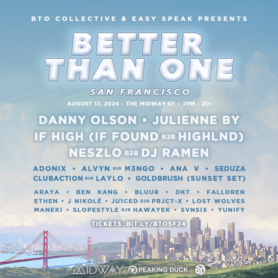 EARLY BIRD TICKETS SOLD OUT 🤯 Tickets going FAST! 
bit.ly/btosf24

<a href="/Themidwaysf/">The Midway SF</a>
