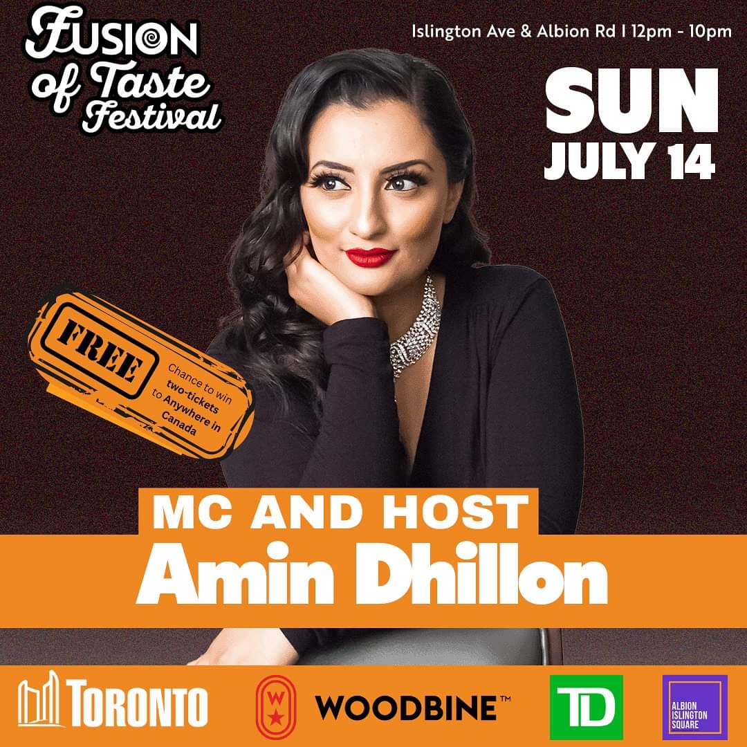 AminDhillon's tweet image. Toronto, catch me hosting the annual Fusion of Taste Festival at @AlbionIslington! Lots of food, entertainment, shopping, giveaways and more. Plus, it's FREE ENTRY!

#toronto #festivals #torontothingstodo #emcee
#host