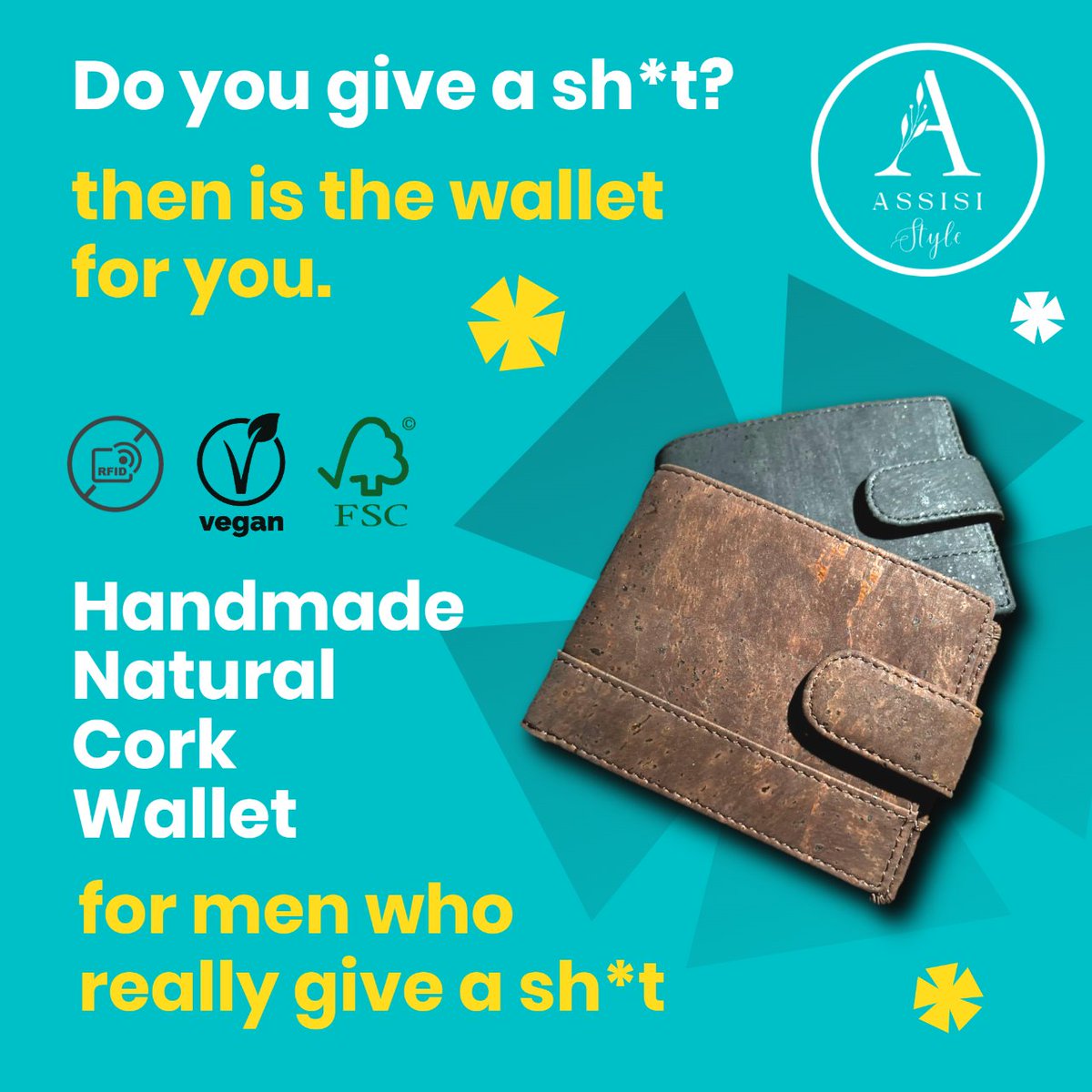 assisi_style's tweet photo. Caring about animals and the environment is easy, but sometimes the rest of the world just doesn't get it. #veganwallet #corkwallet #mensfashion #handmade #ethicalfashion #crueltyfree #veganbusiness https://t.co/93YyO9vqvu