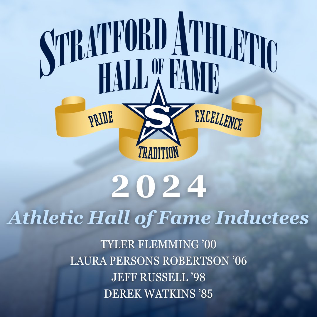 stratfordeagles's tweet photo. Congratulations to these Eagles who have been selected for induction as the Stratford Athletic Hall of Fame Class of 2024. The ceremony will take place on Oct. 18 as the kickoff to Alumni Weekend.

Tyler Flemming ’00
Laura Persons Robertson ’06
Jeff Russell ’98
Derek Watkins ’85 https://t.co/Y2AZFbs2pT