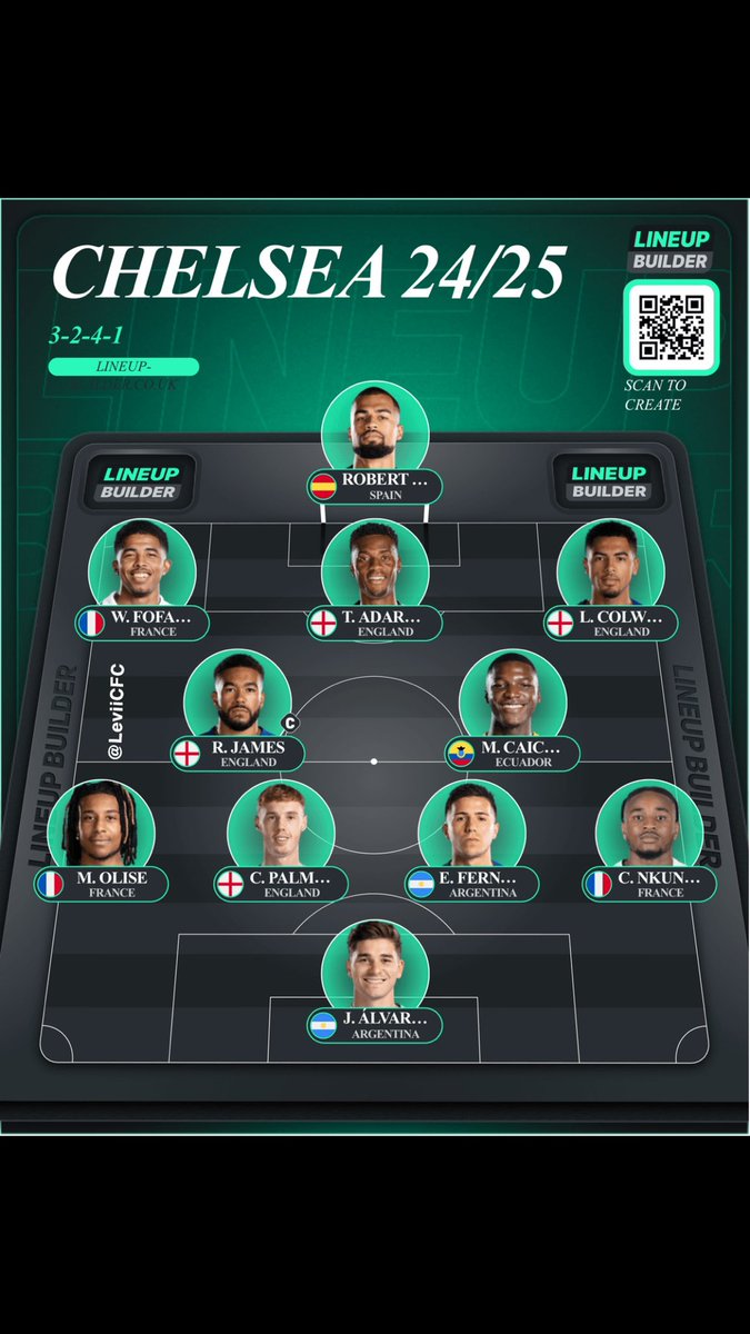 LeviiCFC's tweet photo. Realistically who stops this team from winning the league? 🏆
Thoughts on this lineup blues? 💙
#Chelsea #ChelseaLineup #Alvarez #Tosin #Olise https://t.co/p4dfnZJ11L
