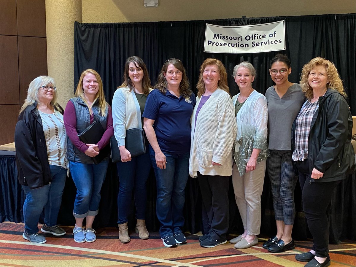 Our Crime Victims’ Compensation team attended the Missouri Office of Prosecution Services “All Things” conference in May, which had sessions on elder abuse, human trafficking, artificial intelligence, tele-heath, and other timely subjects. Thanks to the MOPS team for a great job!
