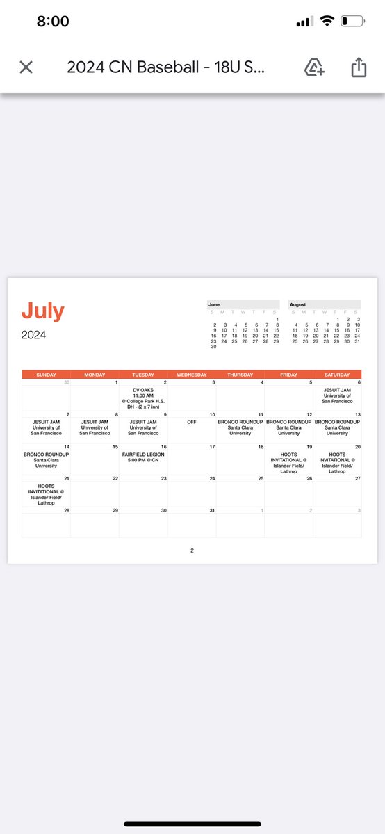 Here is my summer schedule! Time to get after it!!
