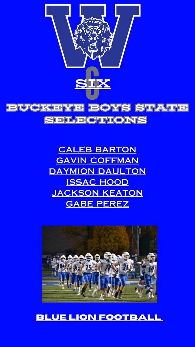 Blue Lion Football is proud to announce that six players have been chosen for American Legions Buckeye Boys State.
At Buckeye Boys State, young men learn about city, county, and state government through a non-partisan objective education approach. 
Congratulations Men!