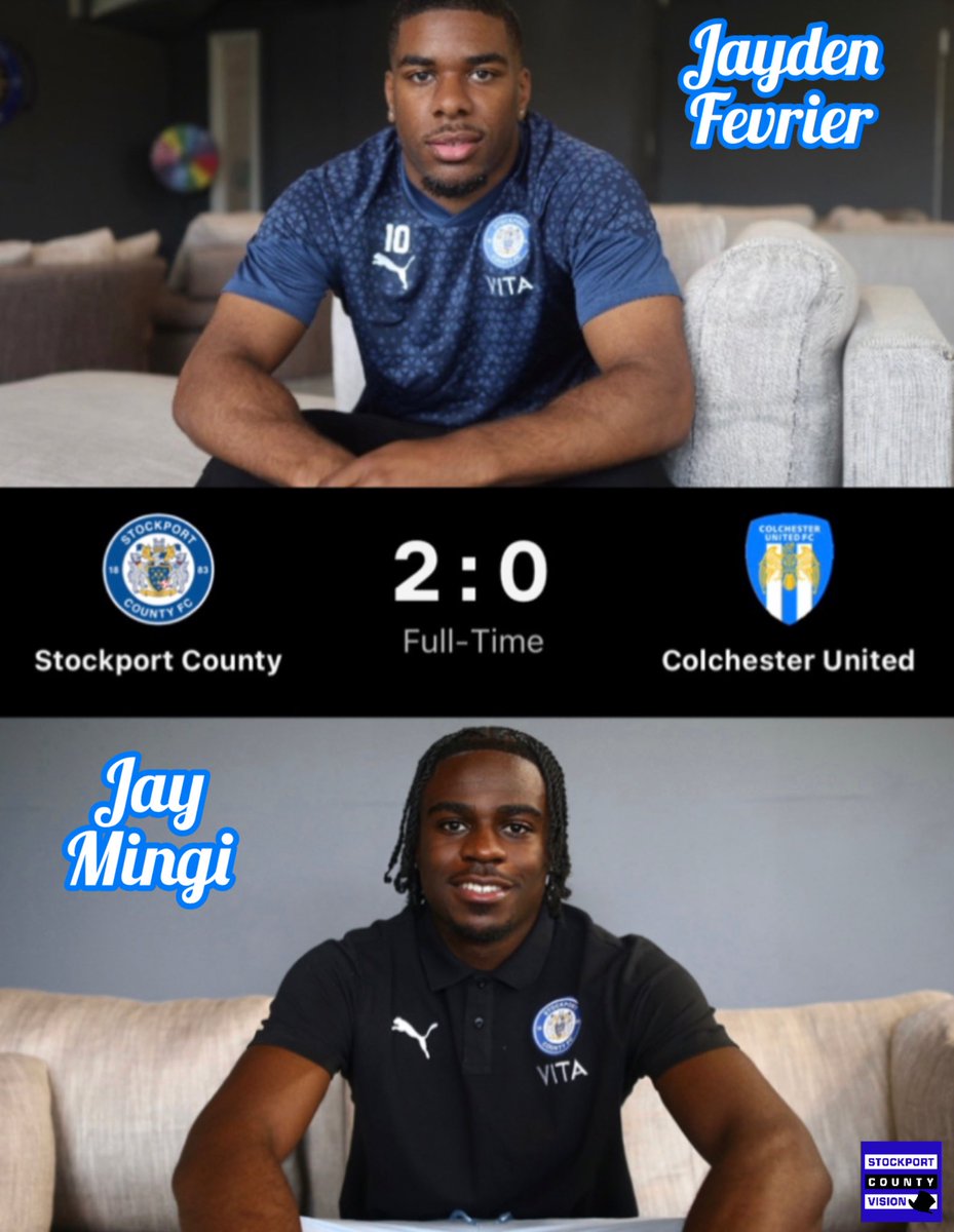 SCFC_Vision's tweet image. 𝟮-𝟬… 𝘀𝗼𝘂𝗻𝗱 𝗳𝗮𝗺𝗶𝗹𝗶𝗮𝗿 𝗖𝗼𝗹𝗰𝗵𝗲𝘀𝘁𝗲𝗿 𝗳𝗮𝗻𝘀? 👀
Jayden Fevrier makes it two from Colchester United➡️Stockport County replicating our result from earlier in the season(but this time with transfers and not goals!) 📄✍️ #stockportcounty #colchester #leagueone
