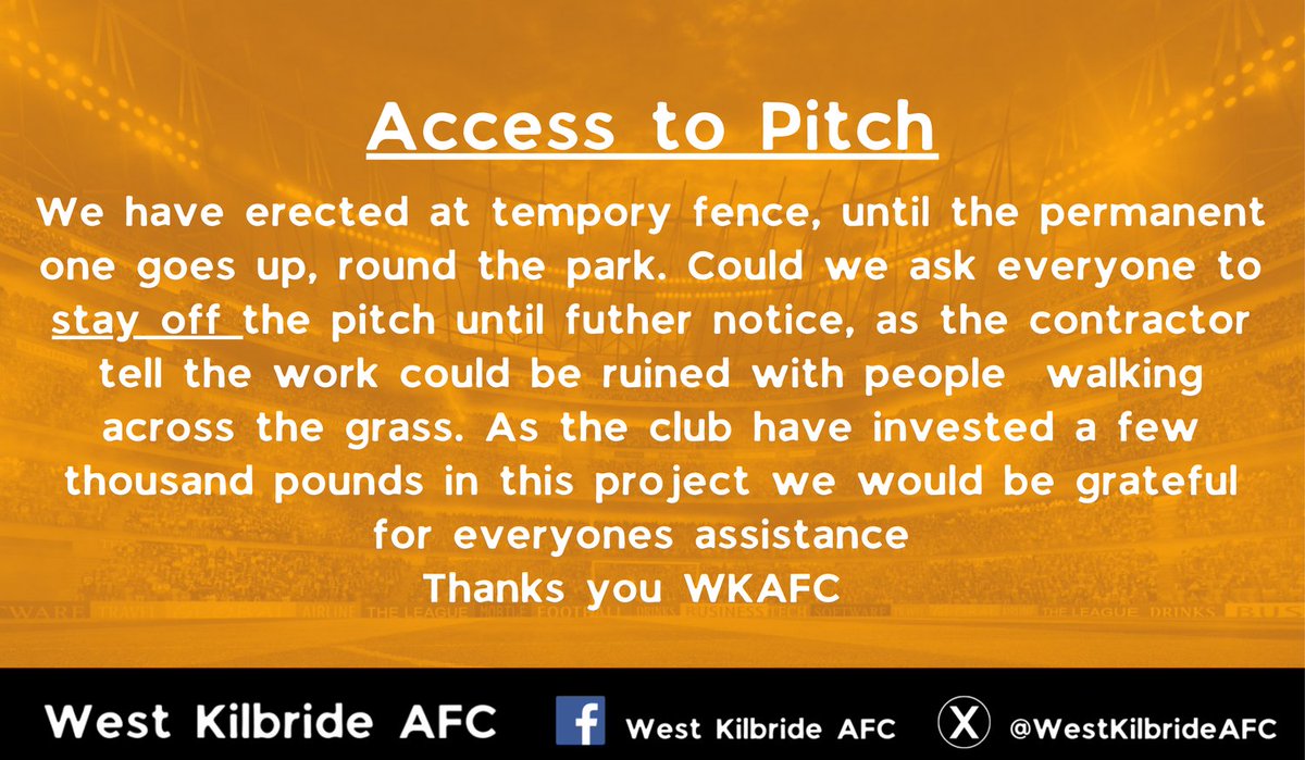 WestKilbrdeAFC's tweet photo. Any queries please contact the club https://t.co/CfGXIRldGO