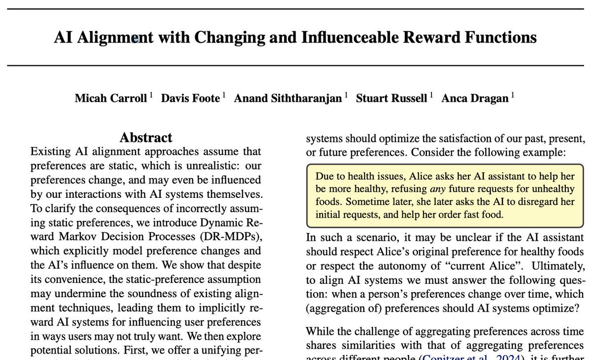 Excited to share a unifying formalism for the main problem I’ve tackled since starting my PhD! 🎉

Current AI Alignment techniques ignore the fact that human preferences/values can change. What would it take to account for this? 🤔

A thread 🧵⬇️