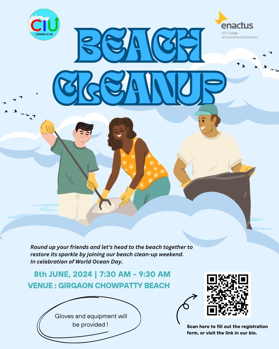 Calling all Mumbai residents! 📢 

Scan the QR code or click the link below to register and be a part of this impactful initiative. See you there! 👋 

#WorldOceanDay #WorldEnvironmentDay #BeachCleanup #Mumbai

Registration Link:
forms.gle/8ZMpEwdJXKAmJf…