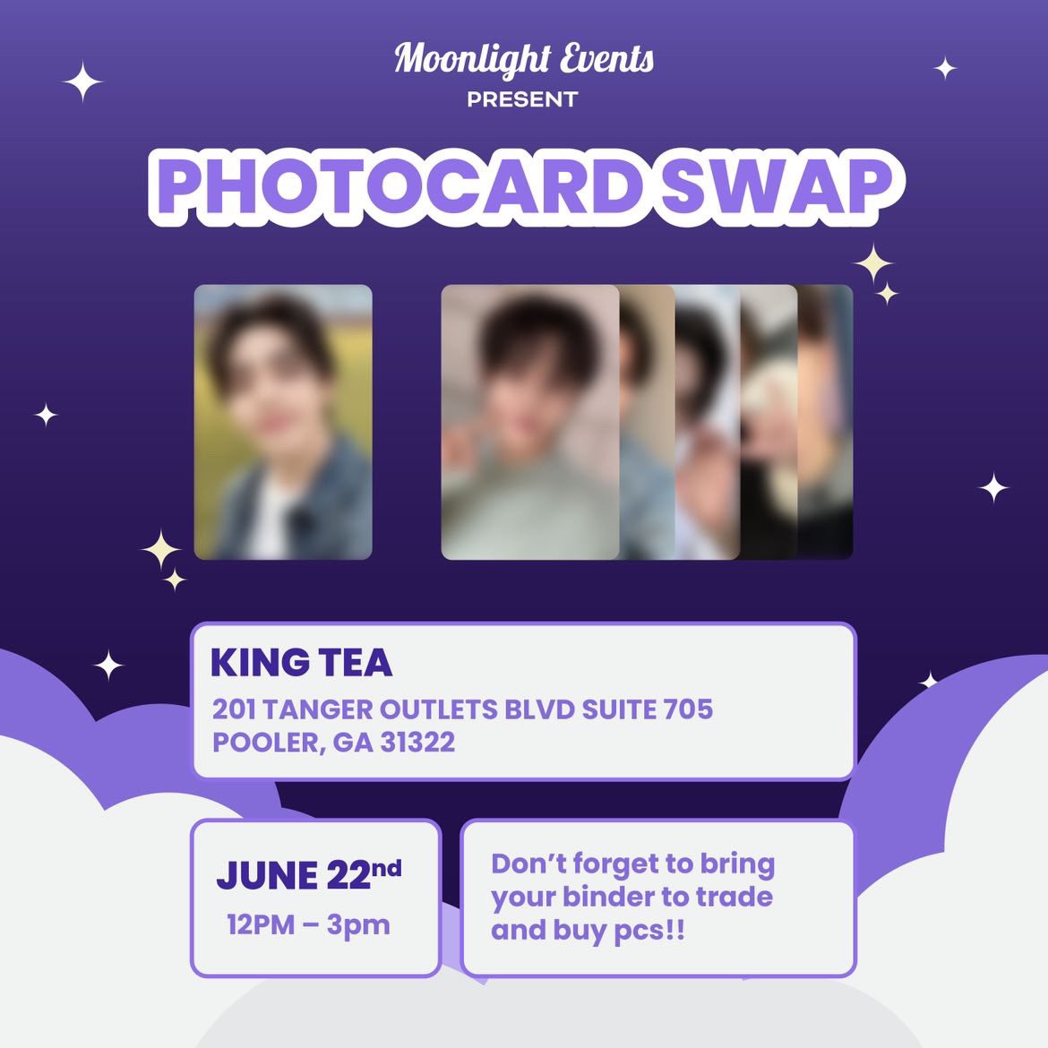 moonlightkevent's tweet photo. join us on June 22nd for a pc trading and selling event!!
don't forget to bring your binder to trade!! https://t.co/X96JB1bHDV