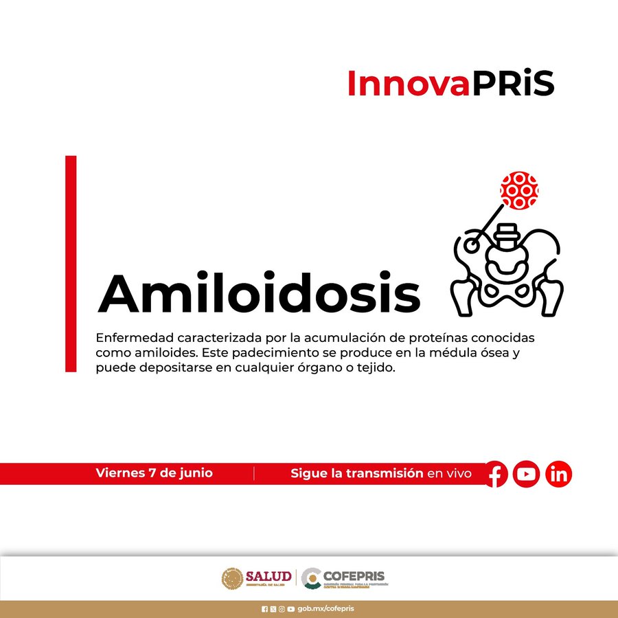 FFAMEX's tweet photo. Conéctate mañana a las 11:00 horas en la transmisión en vivo del capítulo sobre "Amiloidosis" a través de las redes sociales de @COFEPRIS  

Agradecemos al Organismo por su apertura y contribución. 

¡Sigamos avanzando en favor de los pacientes con hATTR!

#PiensaEnAmiloidosis https://t.co/IcDANXkdYY