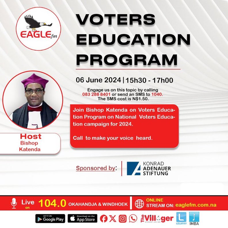 Voters Education Program with Bishop Katenda continues. Tune in to Eagle FM and make your voice heard