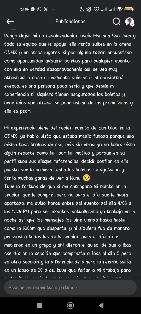 LupiitaCruz1's tweet photo. Les dejo capturas de sus dos perfiles, uno ya hasta lo tiene restringido, de su grupo de Facebook, de la chica que andaba entregando los boletos y también links de dos reportes hacia ella
https://t.co/c7GwqrCwL1
https://t.co/DhORHim2UW
#NORECOMENDACION #suites #estafadores https://t.co/vuhSnZaTMY