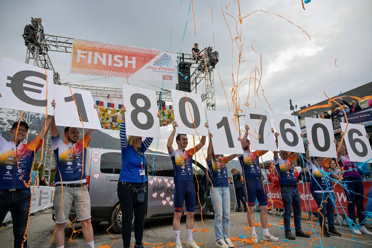 Wauw! Wat was het weer een gigantische dag vandaag bij Alpe d’HuZes. En wat een opbrengst: €18.017.606 miljoen. Dankjewel organisatie, deelnemers, vrijwilligers &amp; sponsors! #ad6 #kankeronderzoek #kanker #opgevenisgeenoptie