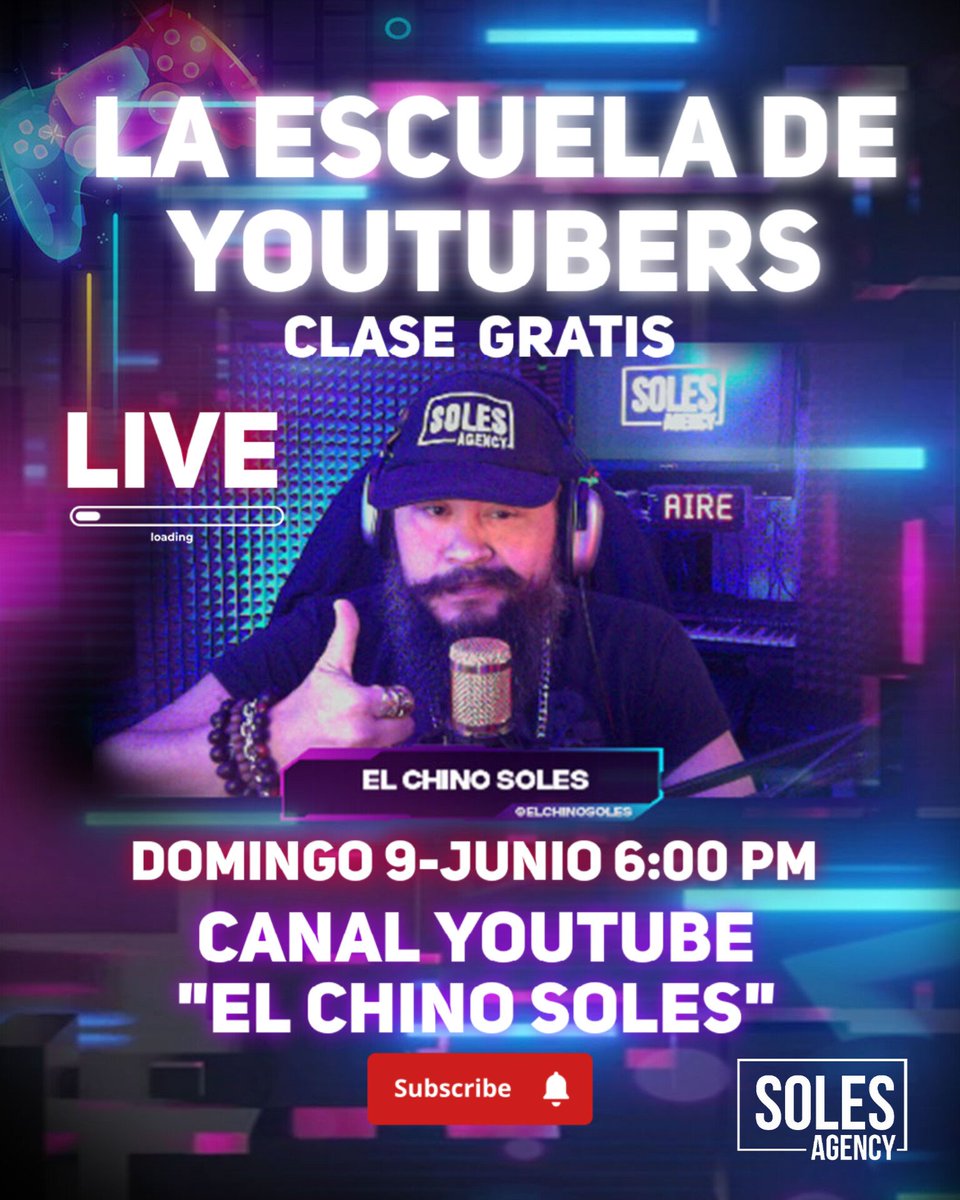 Todo listo nos vemos el domingo en la Escuela de YouTubers de #soles_Agency