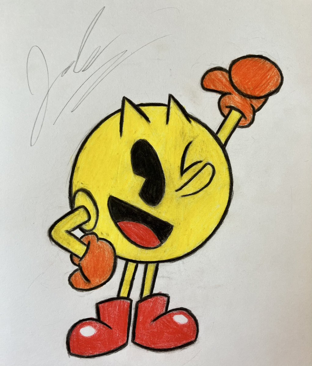 JoshuaM77405722's tweet photo. Here is a drawing Pac-Man for today ヽ(•▽•)/ #pacman #pacmandrawing #namco #pacman #classicpacman #pacmanart #arcadegames #sketch #drawing #art #ArtistOnTwitter #coloredpencildrawing https://t.co/8VbewoU0jk