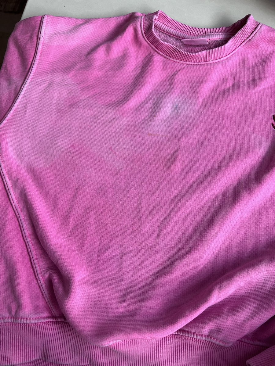 lucyavent's tweet photo. @ZaraKids hey, my little girls brand new jumper had some pen on it so I used Vanish colour safe stain remover on it and all of the colour has come out of the jumper 😢. https://t.co/HKFDiQWA0M