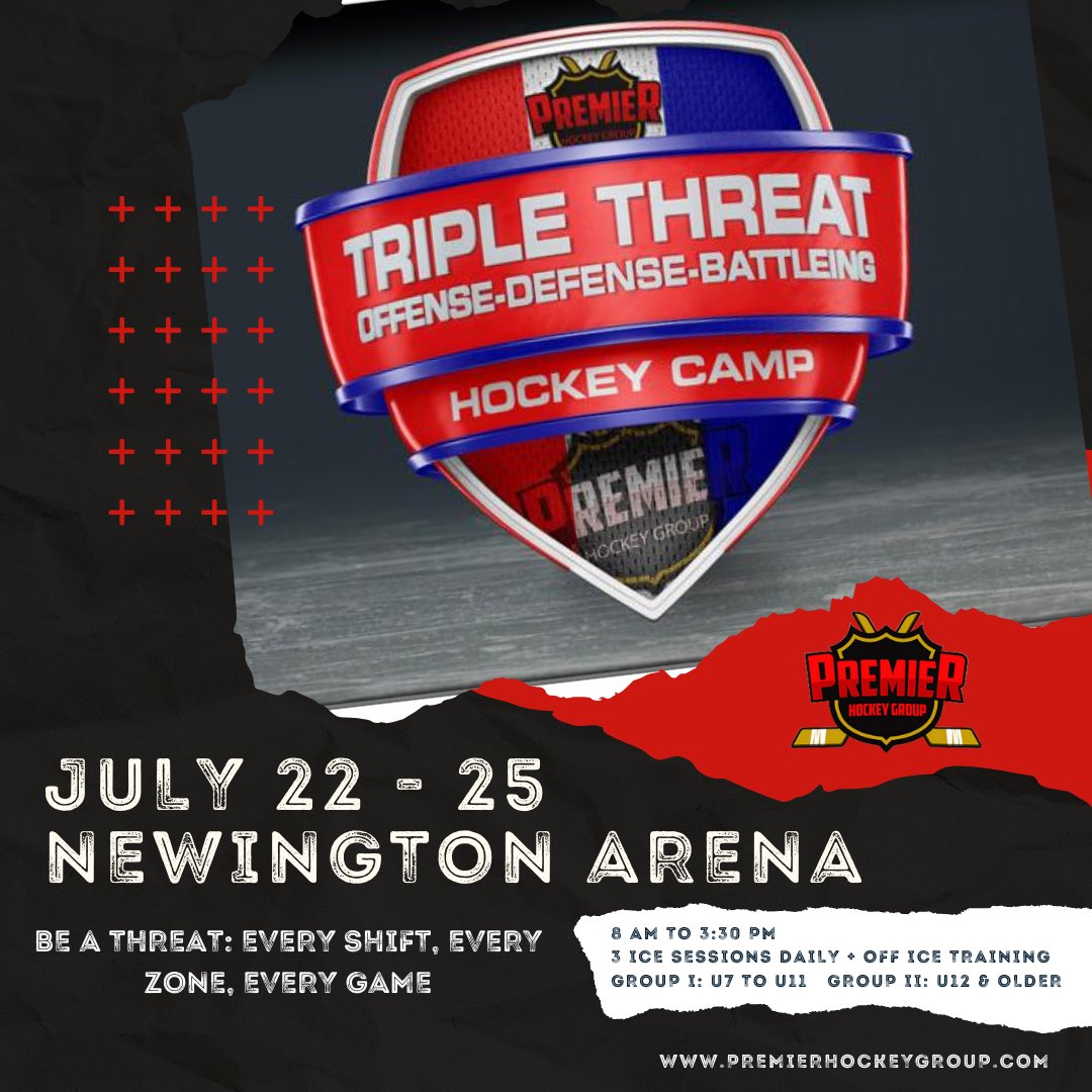 Premier_HG's tweet photo. Young hockey player? Dominate ALL areas this summer!  Triple Threat Camp led by NHL vets teaches offense, defense &amp; battling. Limited spots! 
https://t.co/vjd425mryv

#TripleThreatCamp #SummerHockey https://t.co/jbFfQUom56