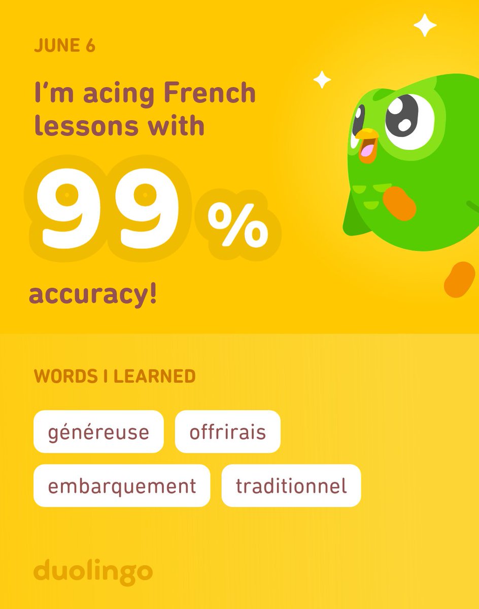 I’m learning French on Duolingo! It’s free, fun, and effective.
