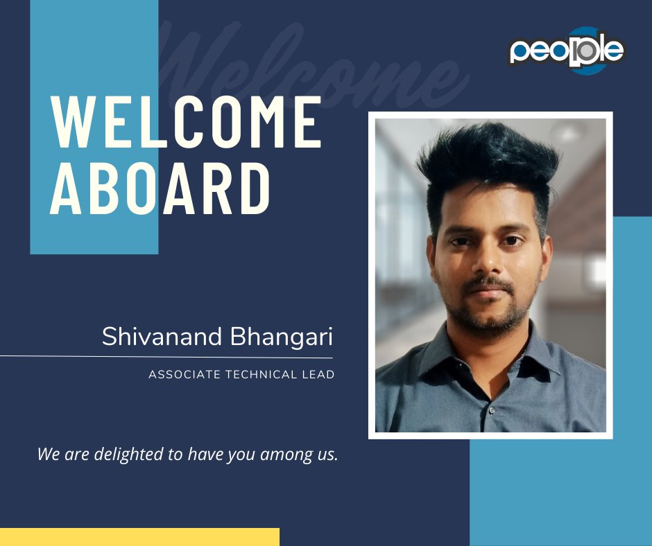 people_10's tweet photo. People10 Technologies Inc. happily welcomes our new team member Shivanand Bhangari to the P10 family!

#welcometotheteam #people10 #successtogether #associatetechnicallead #careerintech #menintech #menintechnology https://t.co/8DAApZp9X4