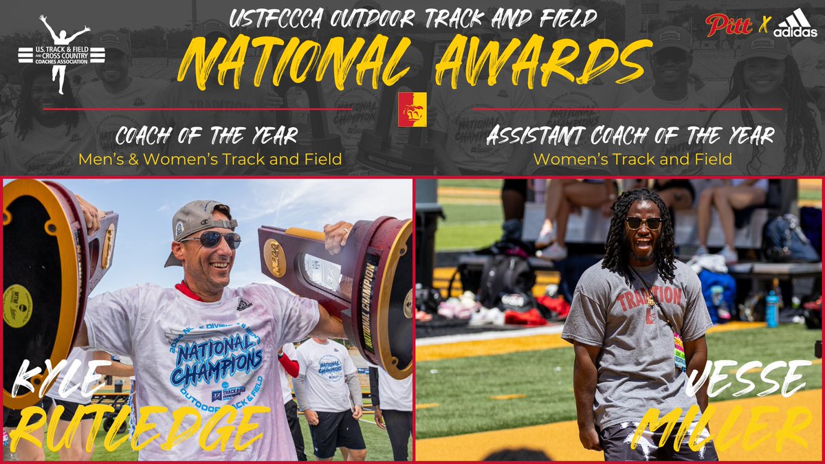 PittStGorillas's tweet photo. NATIONAL recognition for a pair of our own.

Kyle Rutledge (Coach of the Year) and Jesse Miller (Assistant Coach of the Year) earn big time honors today from the USTFCCCA 🦍💪

@GorillasTrack|@pittstate|@TheMIAA|@USTFCCCA https://t.co/Dkt15ol9de