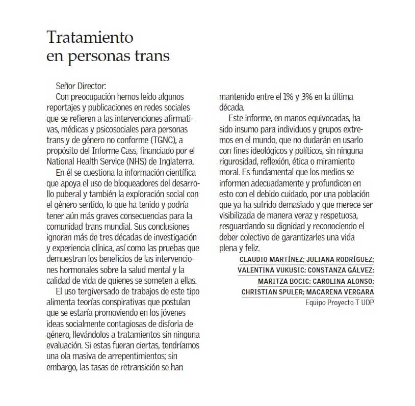 LeoJofreRios's tweet photo. A propósito de las terapias afirmativas y bloqueadores del desarrollo, y de tanto "liberal" que no dudó muchos segundos en salir a expresar su transfobia. https://t.co/0bOR2QBXCT