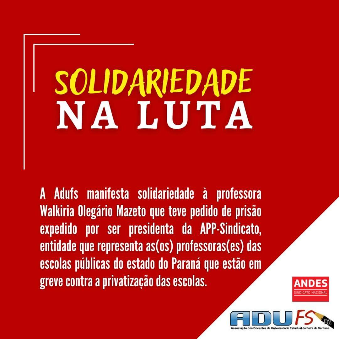 Adufs's tweet photo. 📢🫂 Nota de Solidariedade

A Adufs manifesta solidariedade à professora Walkiria Olegário Mazeto que teve pedido de prisão expedido por ser presidenta da APP-Sindicato.

Leia mais no site da Adufs: https://t.co/HqdrhthoE2 https://t.co/jajOXLZ6CM