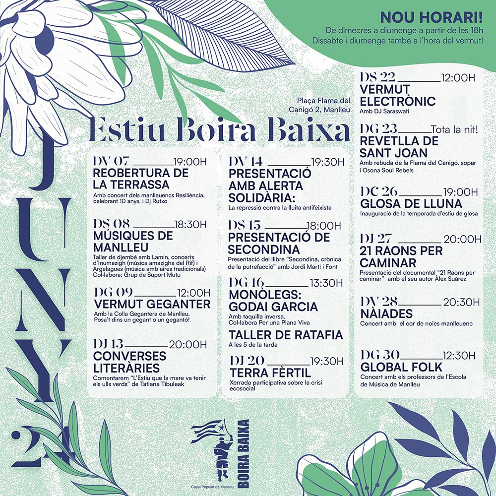 #ENMOVIMENT
El Casal Boira Baixa reobre la terrassa amb un concert únic dels 10 anys de Resiliència
▶️ La programació, que continuarà dissabte amb l'espectacle Músiques del món, s'allargarà tot el mes de juny
👉 elsetembre.cat/noticia/1554/c…