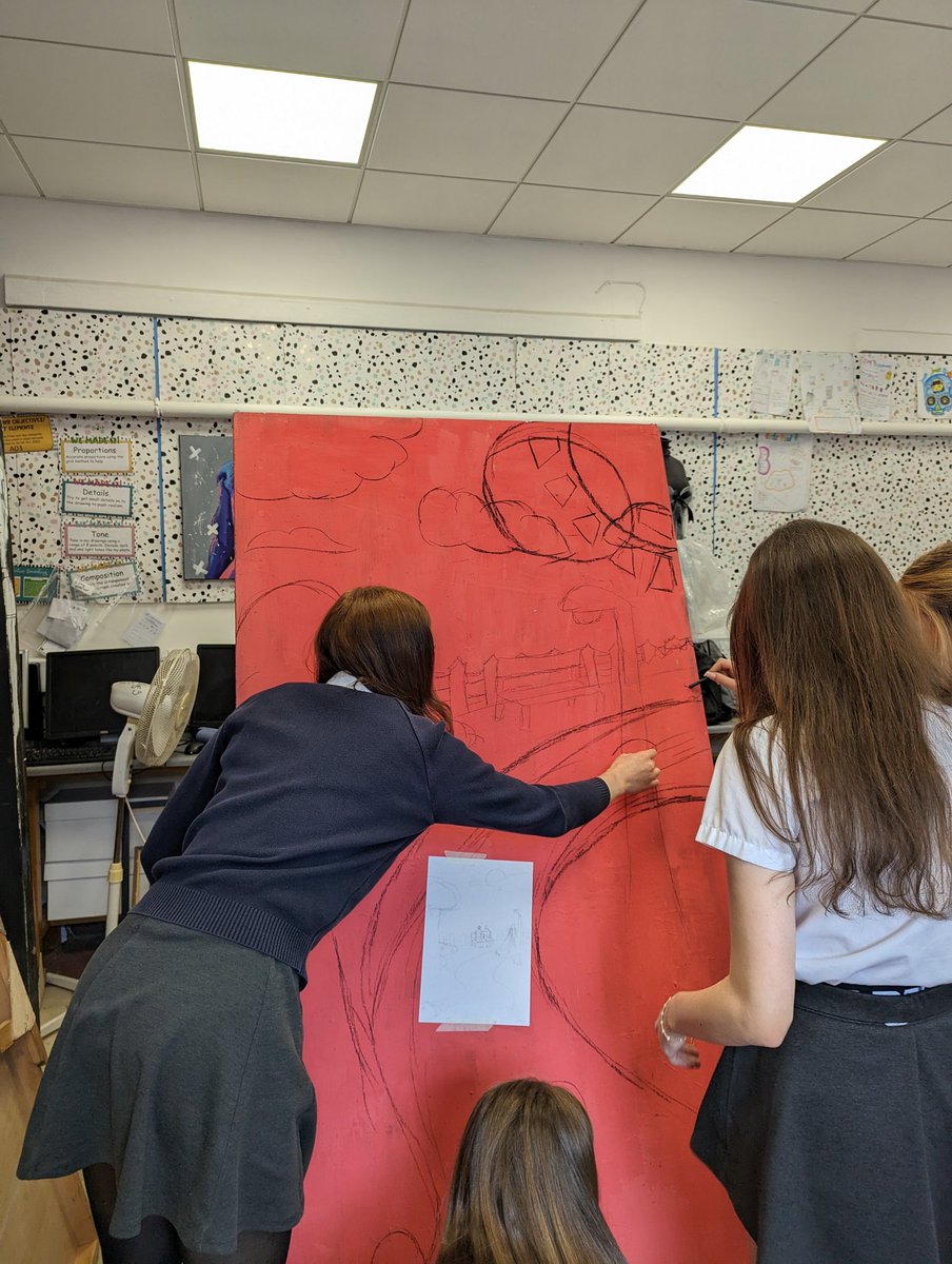 First day of set painting workshop with the fantastic Ellie Ashby. As groups students designed scenery for the different parts of the year 7 play and then combined their ideas before starting to paint 🎨 <a href="/MaelorART/">Mrs Hartigan</a> <a href="/MaelorPenley/">Maelor School Penley</a>