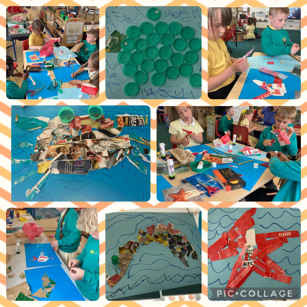 Creu creaduriaid y môr gyda sbwriel. 🐠🦈🐬🐙🐳Creating sea creatures. <a href="/YsgolPenyPil/">Ysgol Pen y Pîl</a>
