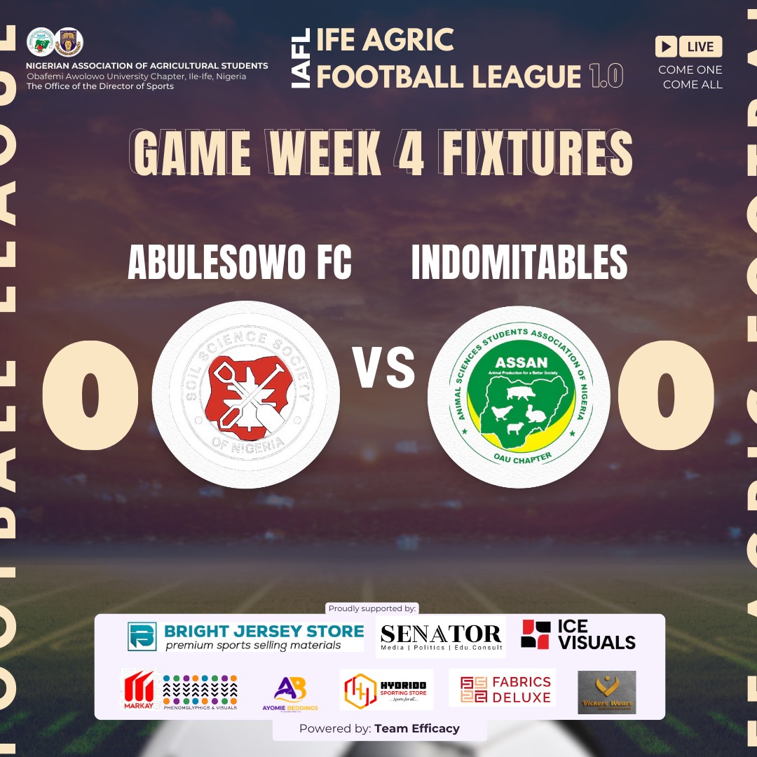 Ife_Agric's tweet photo. EXCERPTS FROM THE IFE AGRIC FOOTBALL LEAGUE [IAFL 1.0]
GAME WEEK 4
#Oau_twitter #IAFL1.0 https://t.co/ZubTjiJxud