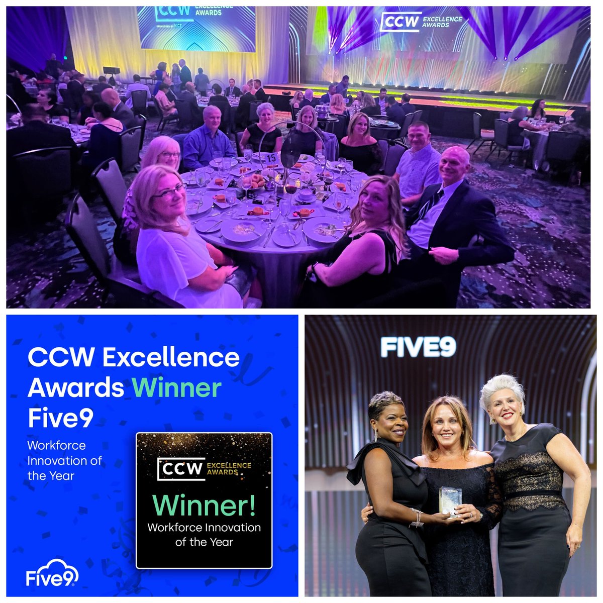 Congrats to the Five9 team for winning the CCW Excellence Award for Workforce Innovation of the Year. 🏆 

This recognition validates our commitment to advance #CX &amp; drive meaningful innovation for our customers. Thank you <a href="/CustContactWeek/">Customer Contact Week</a>. #CCWVegas #WEM
spr.ly/60155G0lW