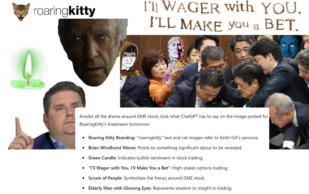 SQLJason's tweet image. $GME Look what insights #ChatGPT can give regarding @TheRoaringKitty's livestream tomorrow.