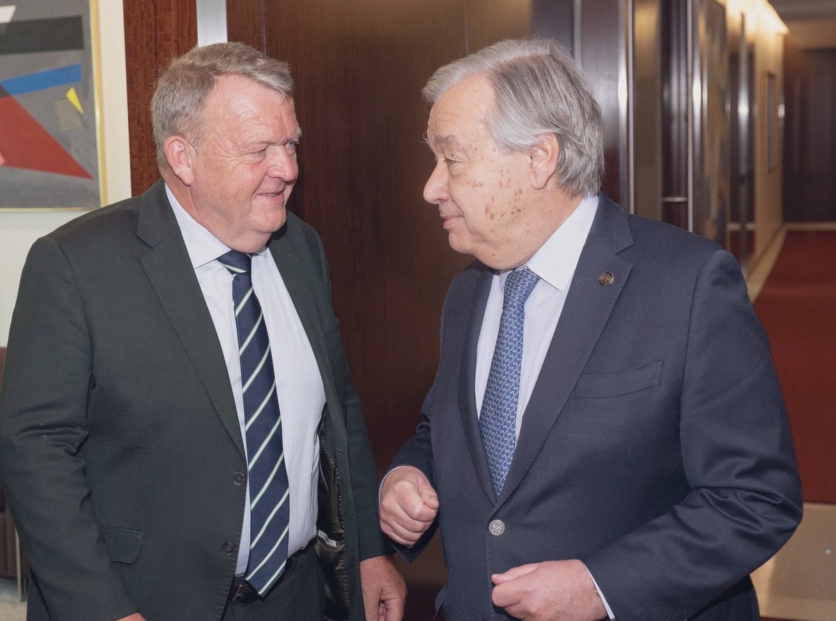 🇩🇰FM <a href="/larsloekke/">Lars Løkke Rasmussen</a>: "Constructive meeting with <a href="/antonioguterres/">António Guterres</a> after election to the UNSC. In a time of global polarization the UNSG has an important but difficult job ensuring countries come together.🇩🇰looks forward to assuming responsibility in the UNSC, helping bridge divides."