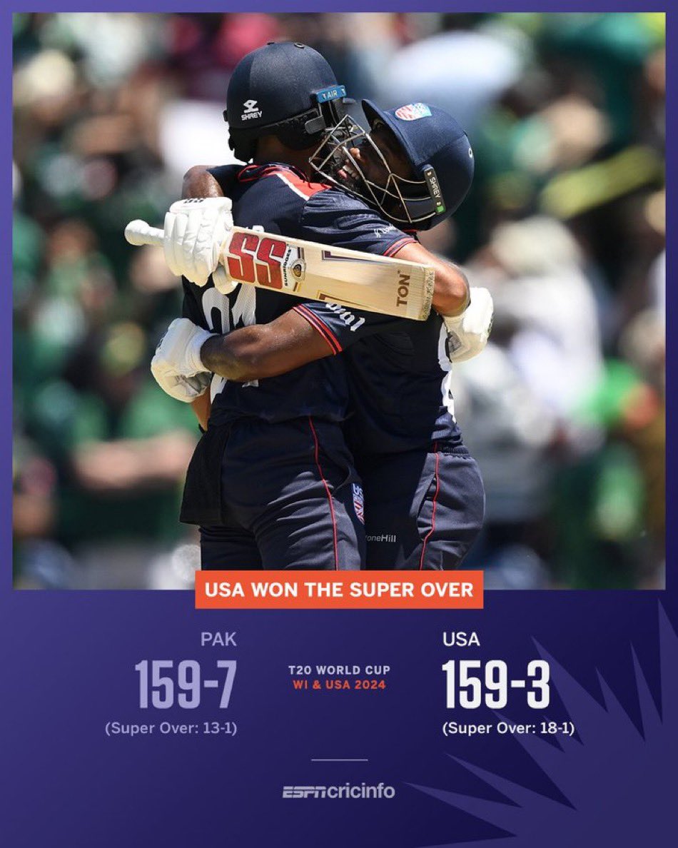 Huge win for USA . Associate team inspiring the rest of gang. Well done #usa #PakvsUSA