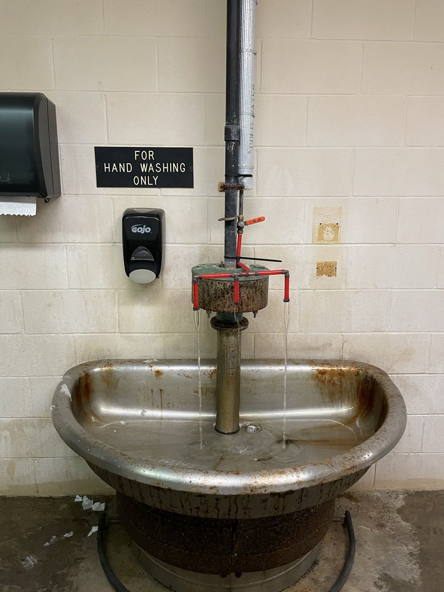 Timwellss's tweet photo. @landonhowell And a hand washing station that resembles a trough. https://t.co/DIpMI0pdKd