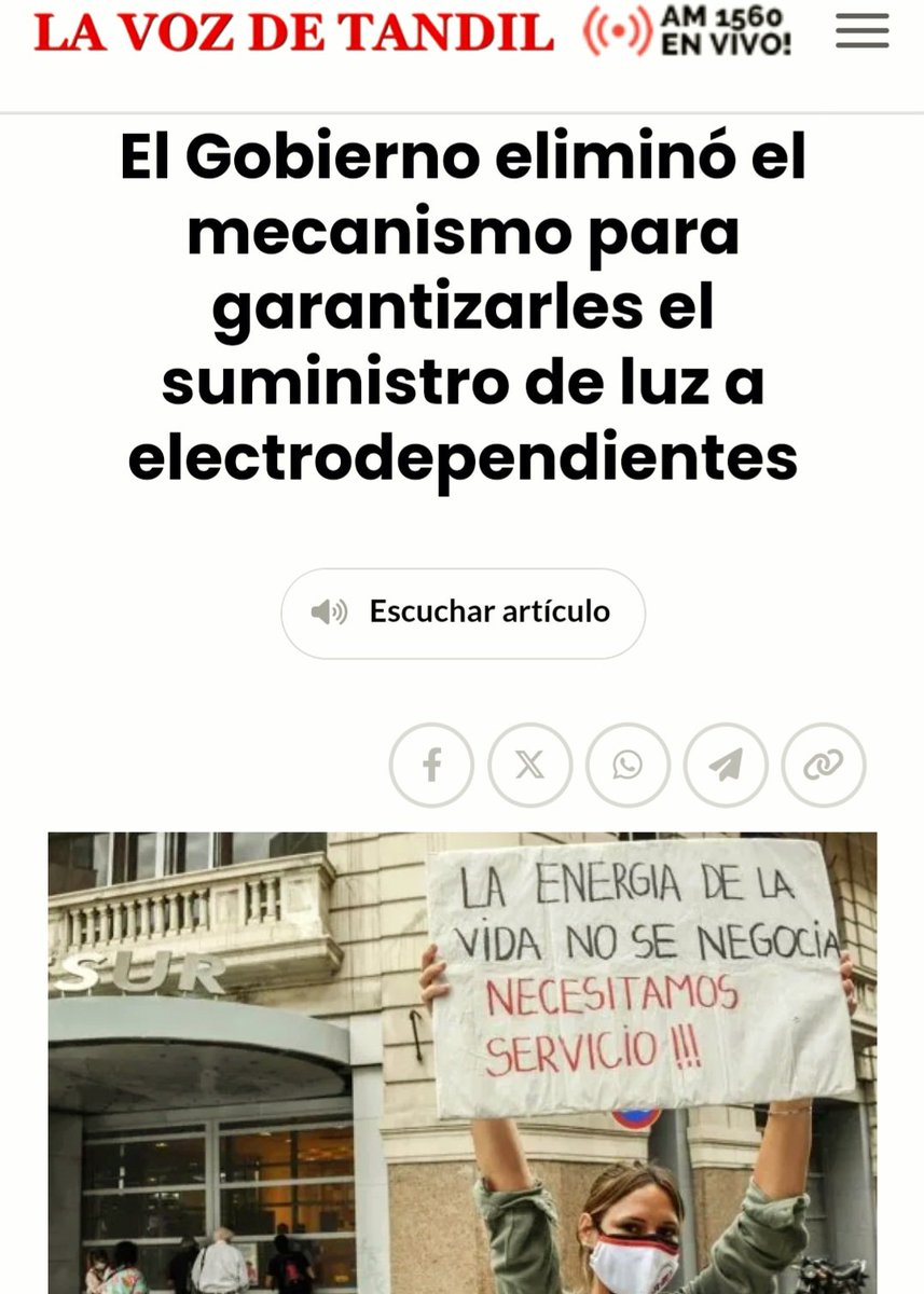 🔴JAVIER MILEI ELIMINÓ EL REGISTRO DE LOS ELECTRODEPENDIENTES

INCREIBLE‼️

Permitía que las empresas de electricidad visibilizaran dónde hay personas que NECESITAN VIVIR CONECTADAS, para evitar cortes o actuar rapido para repararlos

CÓMO PUEDEN SER TAN SÁDICOS❓️
