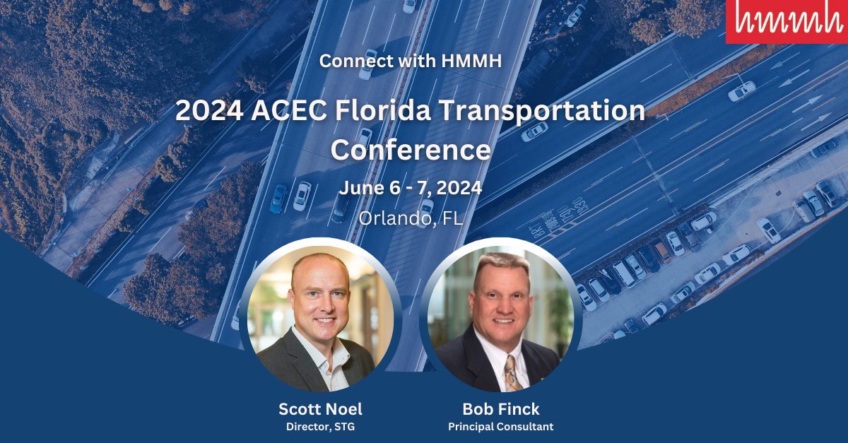 hmmhinc's tweet photo. We're excited for Scott Noel and Robert Finck to exhibit at the ACEC Florida Transportation Conference! Be sure to connect with them at Table 9 and learn more about our latest innovations and solutions. #ACECFlorida https://t.co/XiBl2EFGph