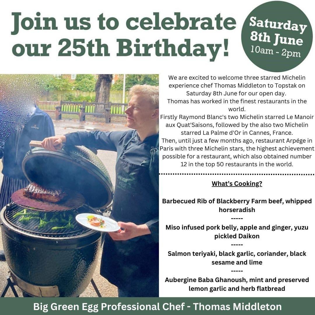 Topstak's tweet photo. We are so excited to welcome Big Green Egg professional chef Thomas Middleton to Topstak on Saturday 8th June 2024 for our BBQ Open Day. 

We are also giving you the chance to win a Big Green Egg MiniMax BBQ worth £820!

Visit our Cowbridge Showroom from 10am this Saturday. https://t.co/PfLeHFgbfF