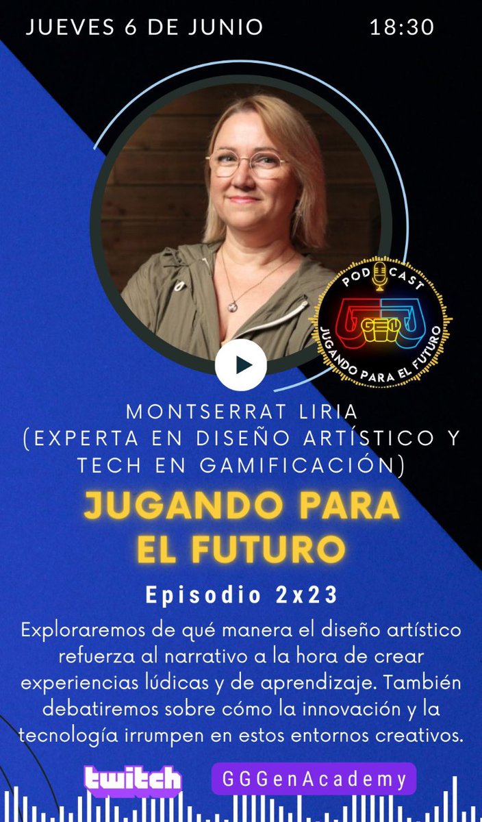 MonLiria's tweet photo. Ya está, y aquí lo podéis ver!
Check out 🎙#2x23 PODCAST Jugando para el futuro: Cuando el arte y la innovación se encuentran (ft. Montserrat Liria) https://t.co/kGGQwtF7mD
Un placer la charla con @GoodGameGn ✨✨✨ https://t.co/Jtclu5nMqt