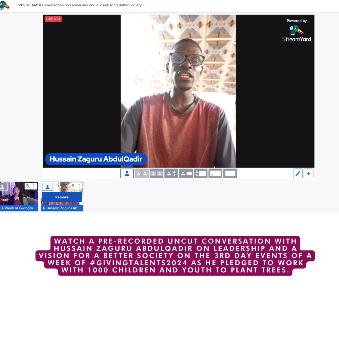 GivingTalents's tweet photo. Just thrilled to partner with @Hussain Zaguru AbdulQadir when he pledged #1000trees planting with children and youth in his city.

This announcement was made during a week of #GivingTalentsSpring2024 on #May24 that made my day.

If you are near him contact https://t.co/aH51vwAhYG https://t.co/X5mP6cgner